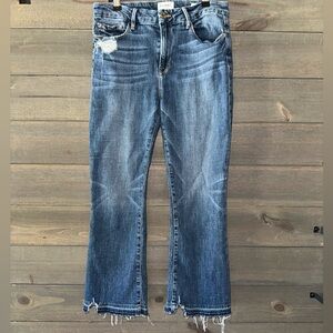 Frame Denim Medium Blue Distressed Flare Jeans
